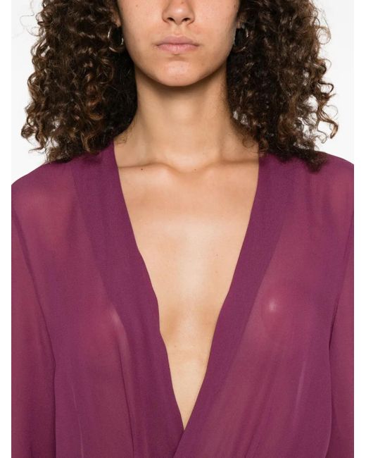 The Attico Purple V-Neck Blouse