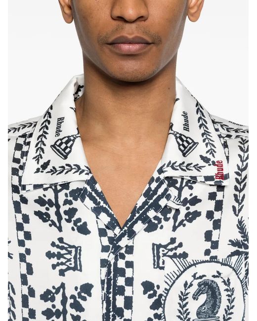 Rhude White Graphic-Print Shirt for men