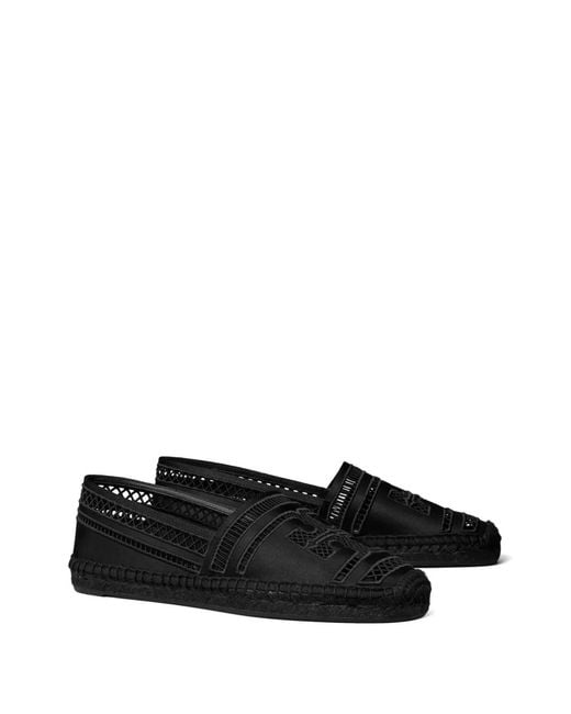 Tory Burch Black Open Weave Espadrilles