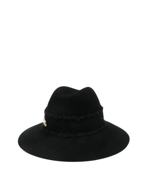 Borsalino Black Embellished Wool Fedora