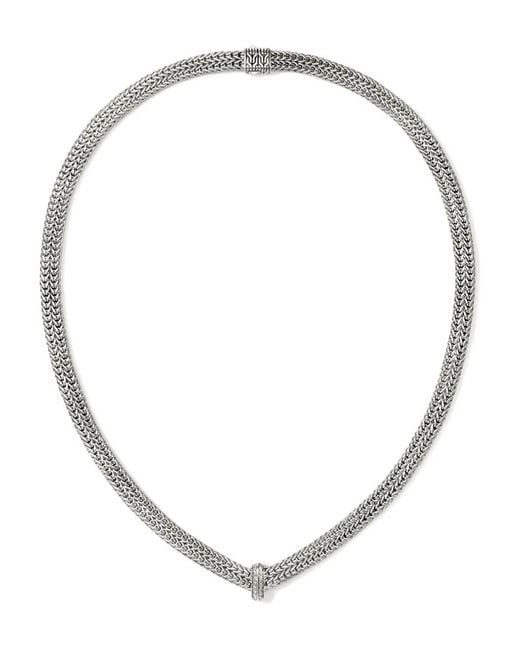 John Hardy White Sterling Icon Link Diamond Necklace