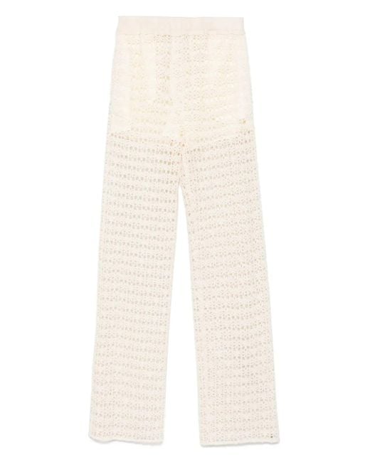 Alysi White Macramé-Hose mit hohem Bund