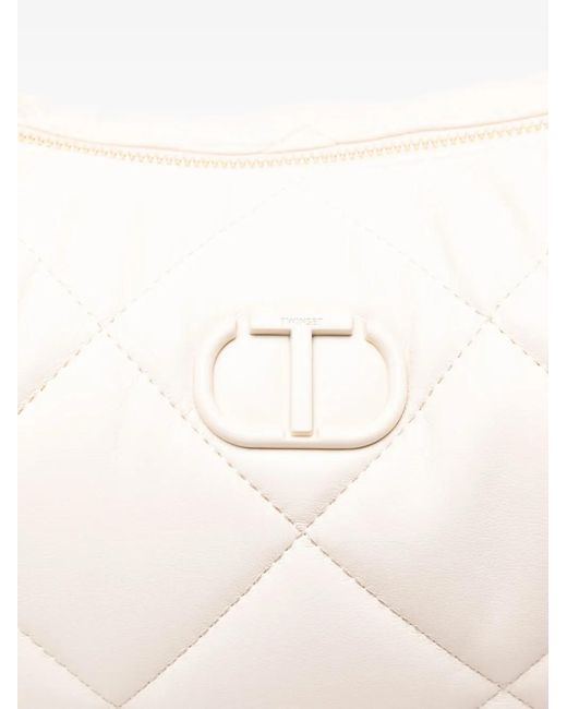 Borsa Tote Con Placca Logo di Twinset in Natural