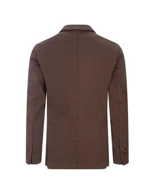 RUSSO CAPRI Brown Buttoned Cotton Blazer for men
