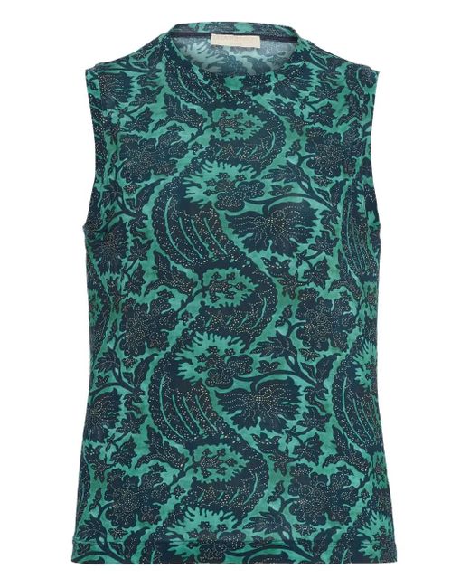 Ulla Johnson Green Abstract-Print Sleeveless Midi Day Dress