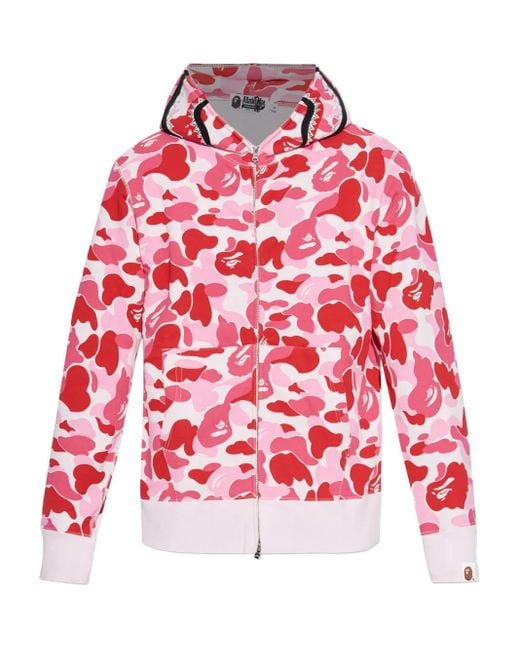A Bathing Ape Red Camouflage-Pattern Hoodie for men