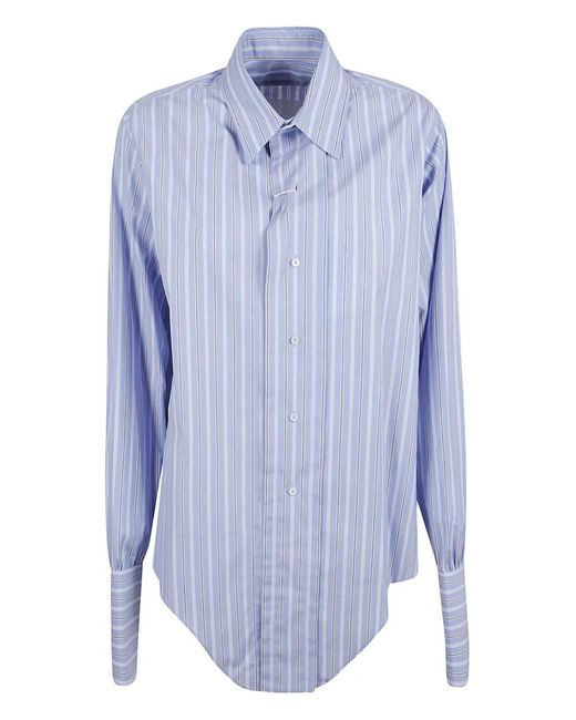 Maison Margiela Blue Striped Button-Down Shirt