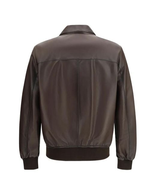 D'Amico Gray Zip Leather Jacket for men