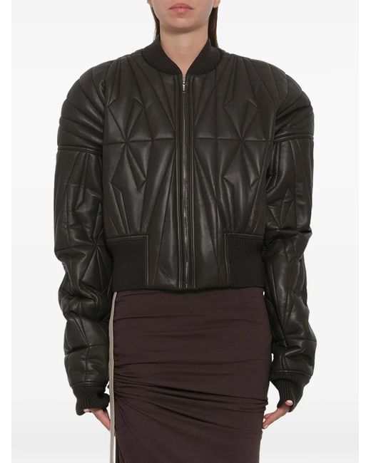 Moncler Black Geocamo Quilted Leather Jacket