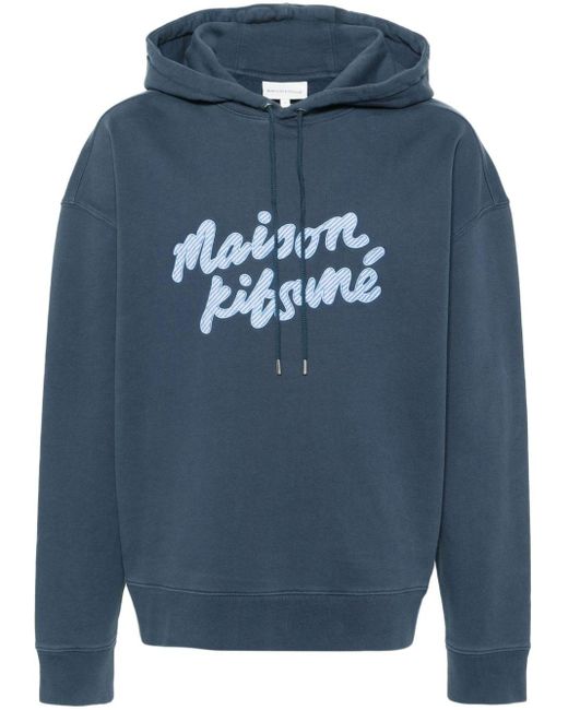 Maison Kitsuné Hoodie Met Logopatch in het Blue voor heren