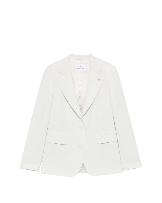 Manuel Ritz White Peak-Lapels Single-Breasted Jacket
