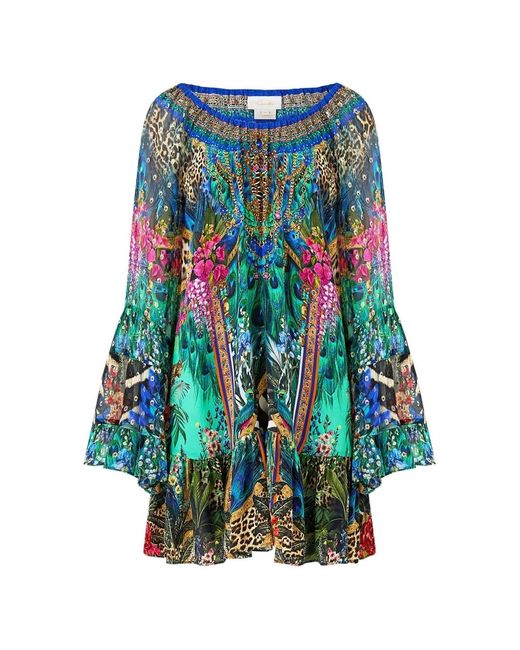 CAMILLA Frill A-Line Mini Dress in Blue | Lyst Australia