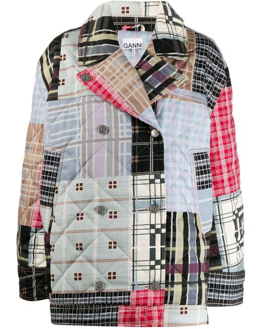 Ganni Blue Patchwork Oversized Jacket