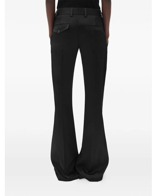 Ann Demeulemeester Black Pantalon En Satin Adri À Coupe Évasée