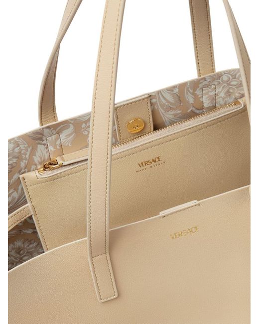 Versace Natural Neutral Virtus Leather Tote Bag - Women's - Calf Leather
