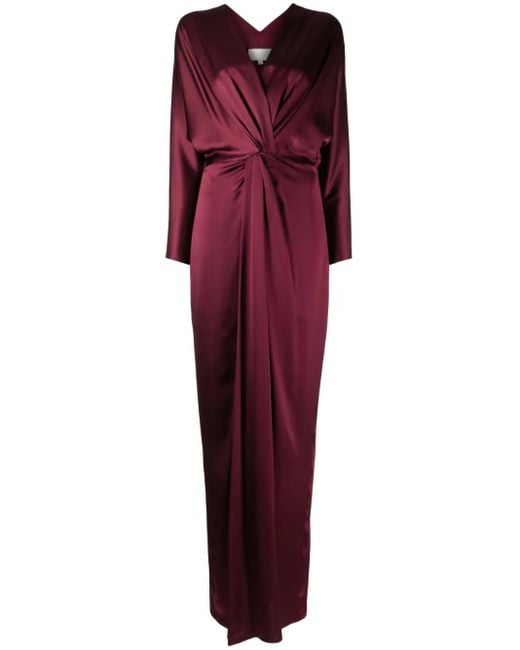 Michelle Mason Purple Twist-Detail Silk Gown