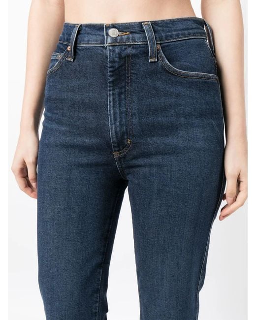 Agolde Blue High-Rise Flared Jeans