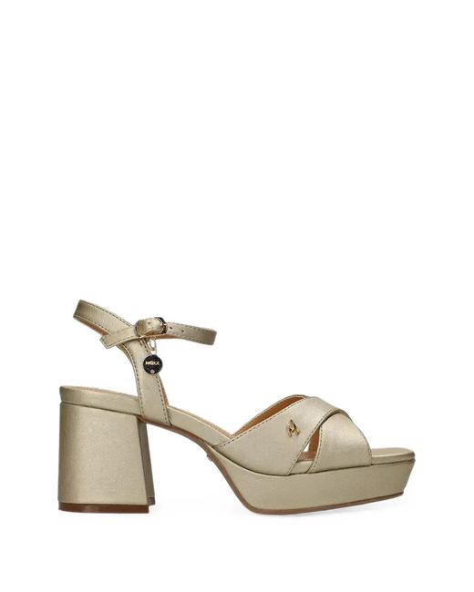 Mexx Metallic Crossover-Strap Platform Sandals