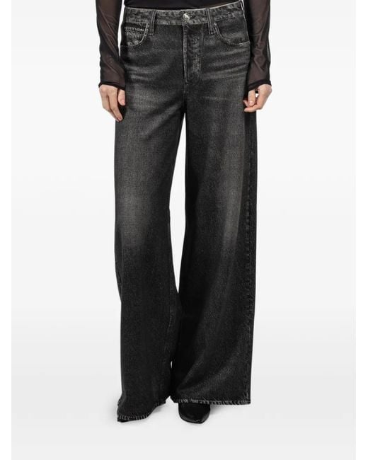 Rag & Bone Gray Rb Miramar Ponte Sofie Wide-Leg Jeans