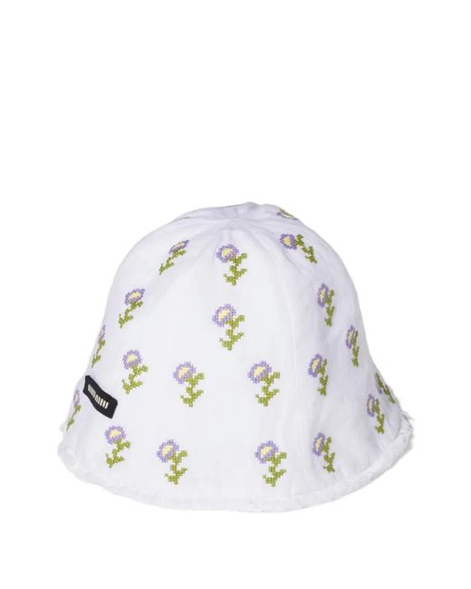 Miu Miu White Bestickte Mütze