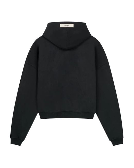 ROUGH Black Floral-Print Pocket Hoodie