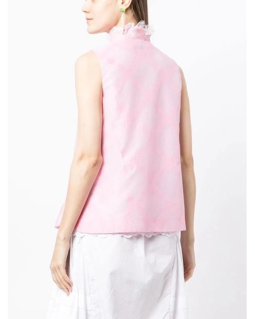 Shiatzy Chen Pink Lace-Collar Detail Vest