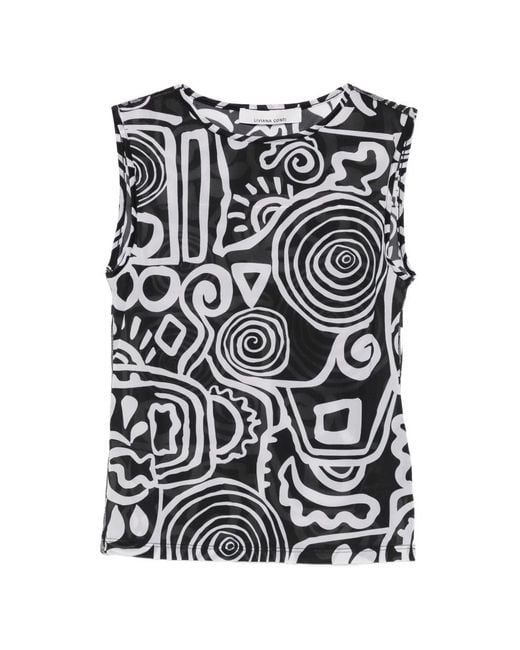 Liviana Conti White Abstract-Print Sleeveless T-Shirt
