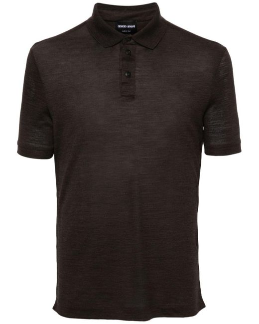 Giorgio Armani Black Wool Polo Shirt for men