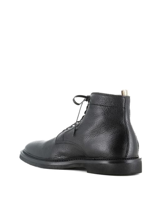 Officine Creative Black Leather Lace-Up Boots for men