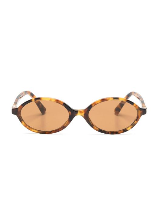 Miu Miu Natural Tortoiseshell Oval-frame Sunglasses