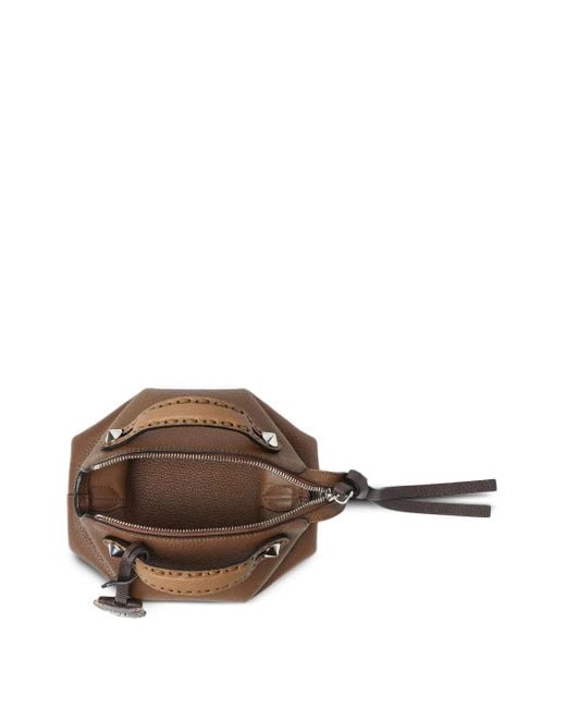 Fendi Brown Mini By The Way Selleria Leather Handbag