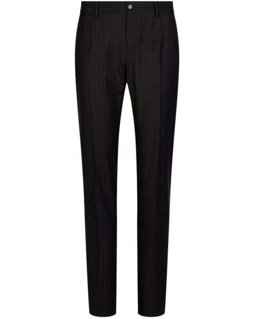 Dolce & Gabbana Black Rhinestone-embellished Straight-leg Trousers for men