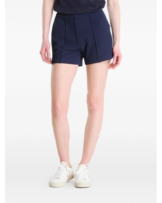 Guess Blue Pique Contrast-Trim Seamed Shorts