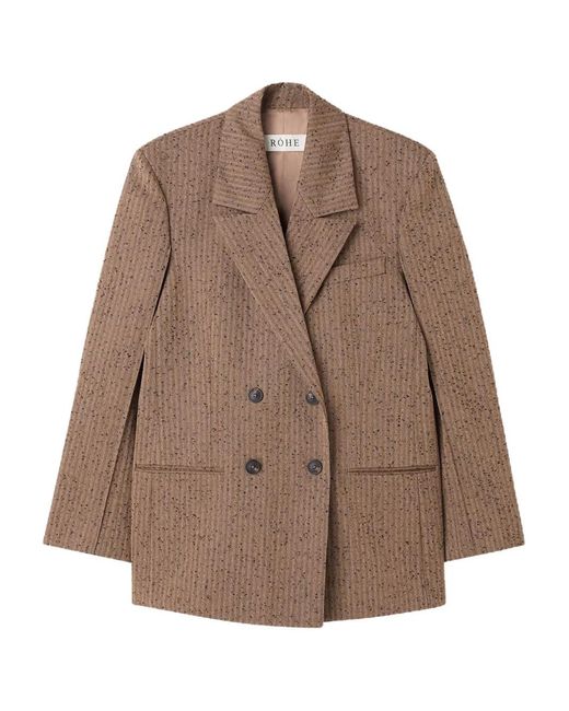 Rohe Brown Herringbone Double-Breasted Blazer