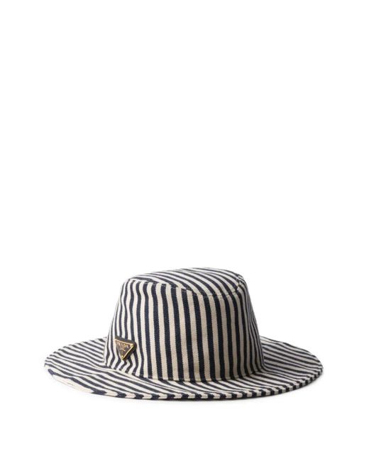 Prada White Striped Hat
