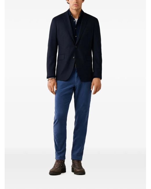 Hackett Blue Single-Breasted Flannel Blazer for men