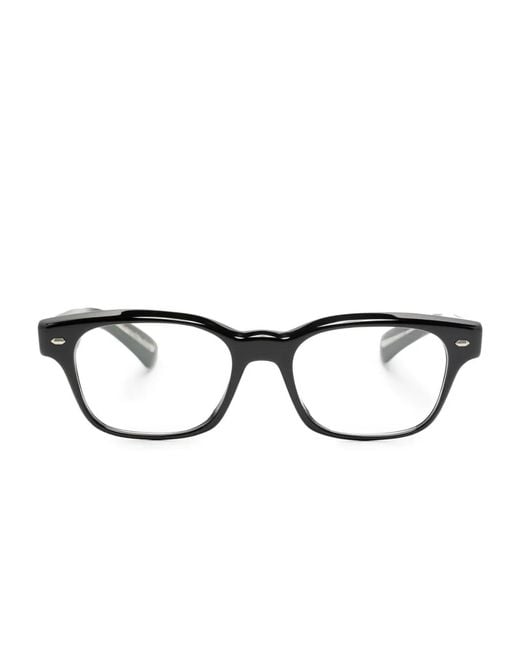 Oliver Peoples Black Rectangle-Frame Glasses for men