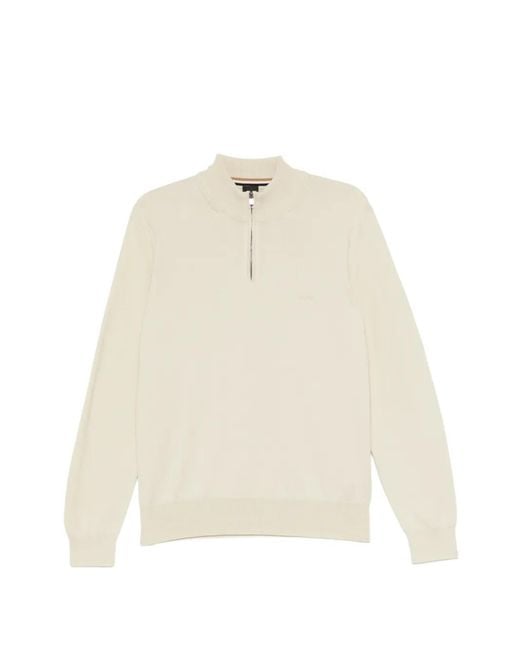 Boss White Pull À Col Zippé for men