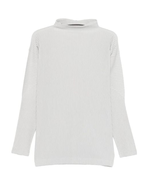 Homme Plissé Issey Miyake White Pleated Halterneck Top for men