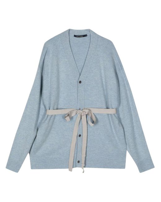 Sofie D'Hoore Blue Belted Wool-cashmere Cardigan