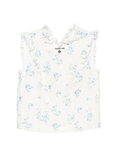 ShuShu/Tong White Floral-Print Top