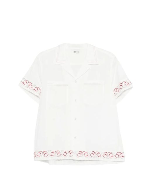 Bode White Cherry Lane Embroidered Shirt for men