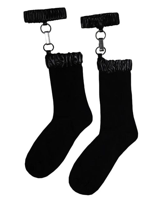 Vestiaire d'un Oiseau Libre Black Suspender-Ring Socks