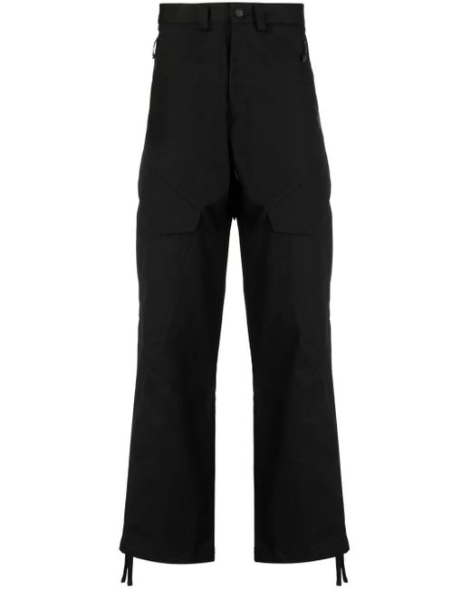 Moncler Black Logo-Patch Straight-Leg Trousers for men