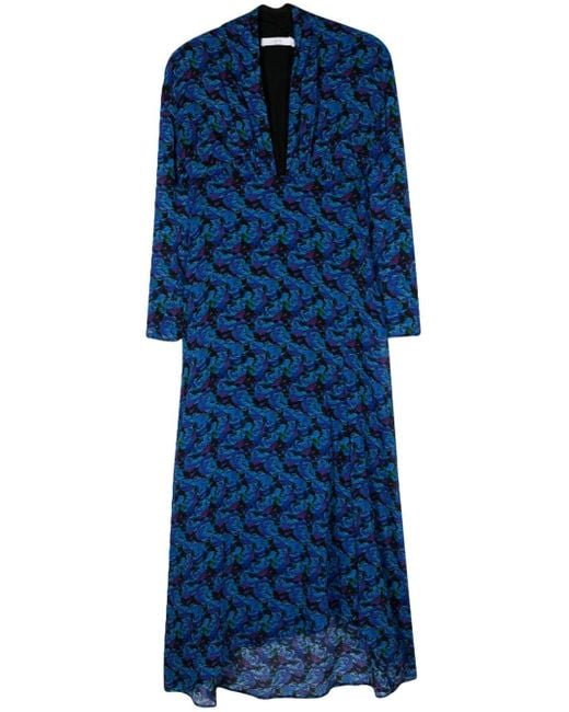 IRO Blue Nollie Shirred Maxi Dress