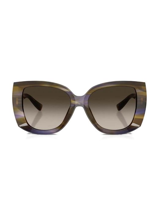 Dolce & Gabbana Brown Striped Geometric Sunglasses