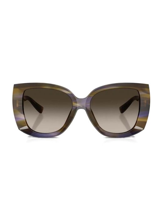 Occhiali Da Sole Geometrici A Righe di Dolce & Gabbana in Brown