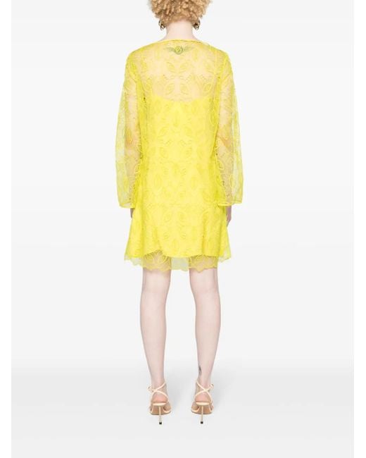 Max Mara Yellow Bracco Motif-Embroidered Midi Dress