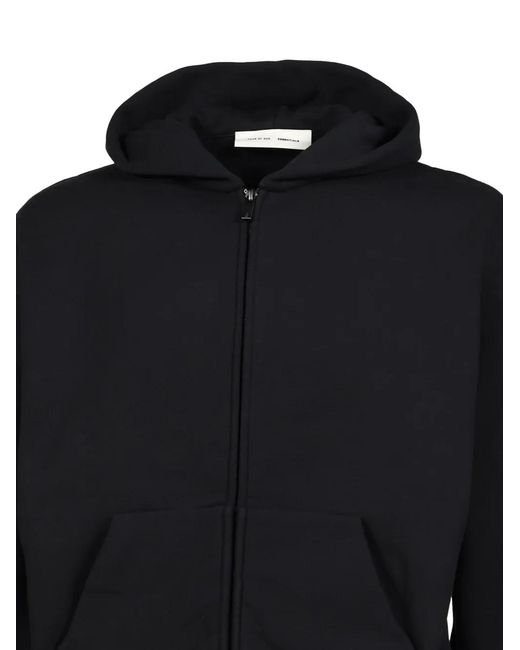 Essentials Black X Fear Of God Logo-Print Zip-Up Hoodie for men