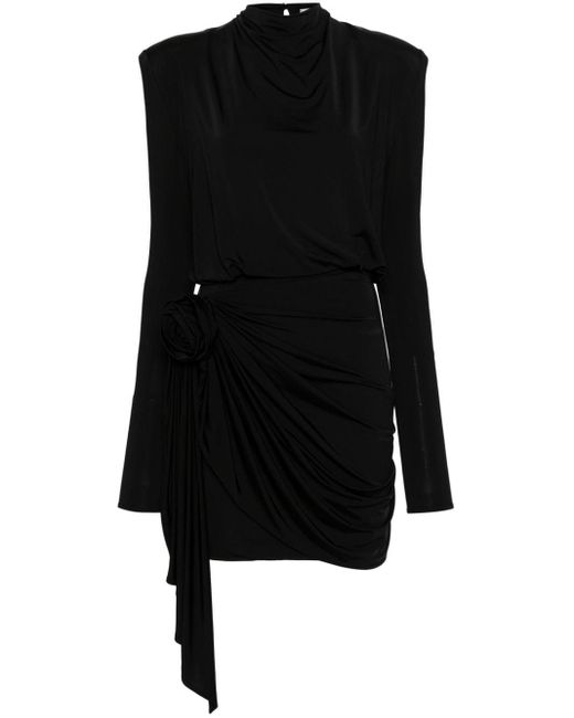 Magda Butrym Black Draped Jersey Mini Dress